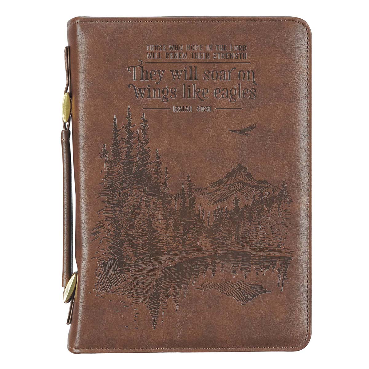 Wings Like Eagles Brown Faux Leather Bible Bag – Isaiah 40:31