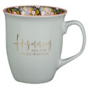 His Mercies Are New Every Morning Grey With Flower Interior (Ceramic Mug)