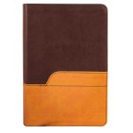 NIV Chocolate & Amber Two Tone Faux Leather Holy Bible Larger Print