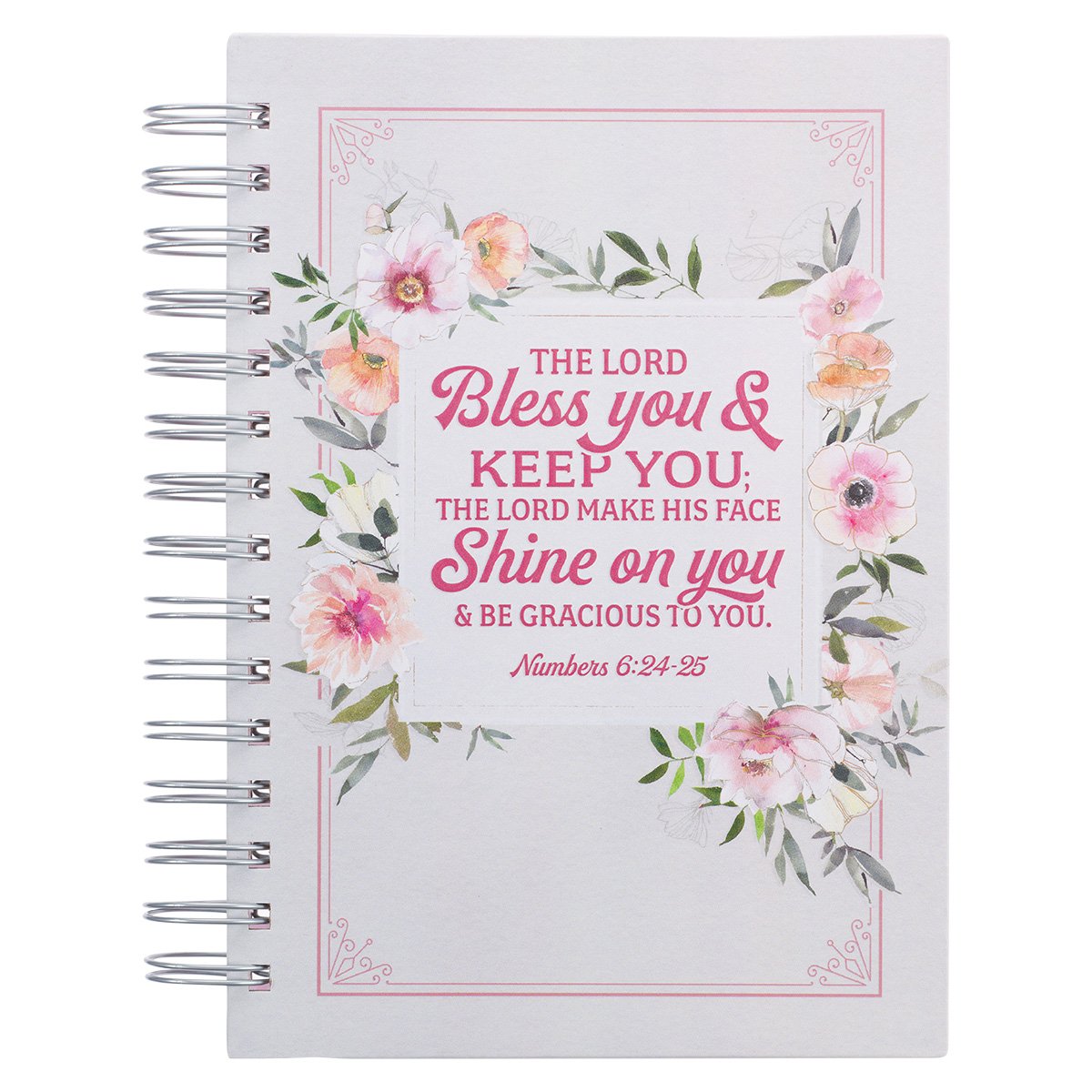 Bless You Floral & Stripes Large Hardcover Wirebound Journal – Numbers 6:24