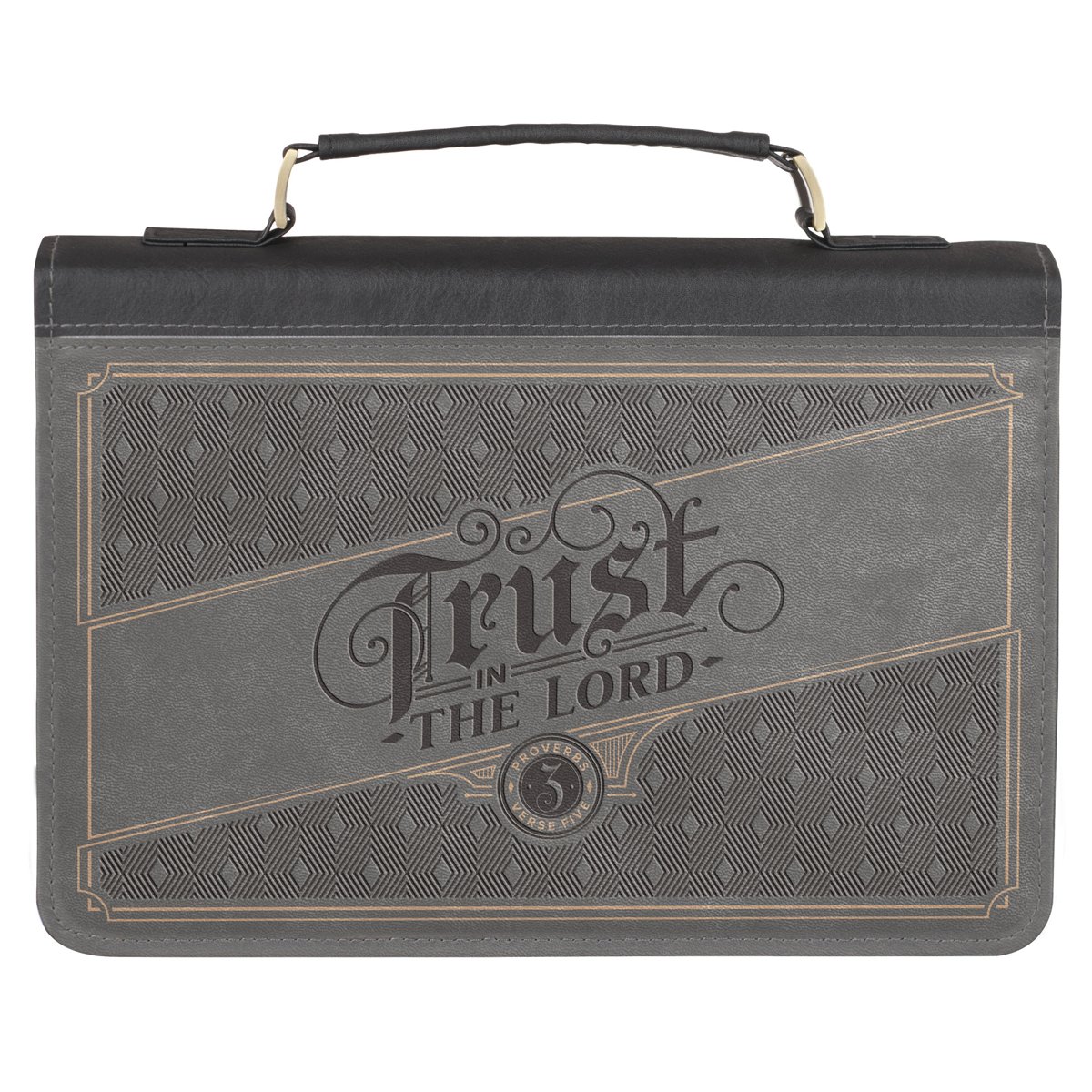 Trust in the Lord Grey and Black Faux Leather Bible Bag