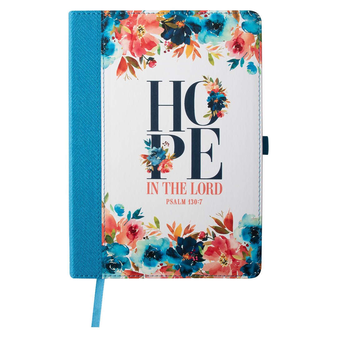 Hope In The Lord Faux Leather Journal With Elastic Pen Holder – Ps 130:7