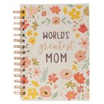 World’s Greatest Mom Peach Floral Large Hardcover Wirebound Journal